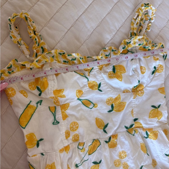 Show me your MUMU Jolene mini dress limoncello embroidery ruffled size M - Picture 10 of 11
